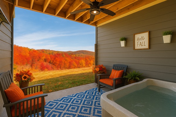 Soak in the colors of the Ozark mountains from your private patio!