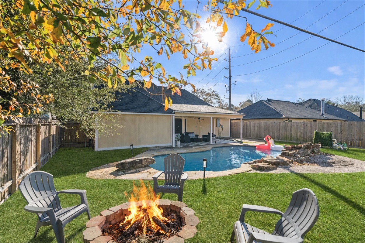 Resort-style backyard with private pool for unforgettable group memories.