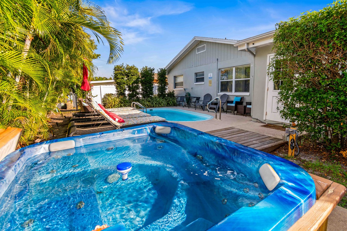 Heat up in the hot tub or cool off in the pool!