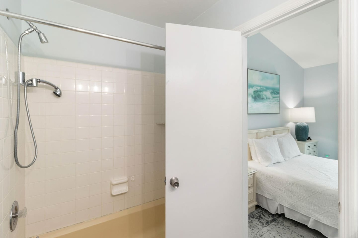 Soak in the tub or take a quick shower in Queen Suite Two &mdash; the ensuite has both, just for you.