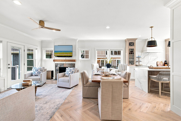 The open floor plan connects the kitchen and living areas, giving everyone plenty of room to gather and unwind.