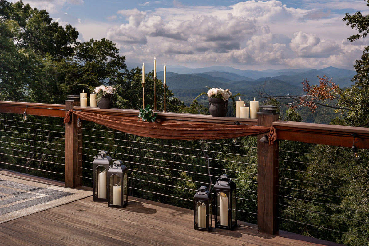 {Stargazing Deck} End the night beneath the stars with cozy lounge seating, mountain air, and a telescope for taking in the famously dark Pisgah Forest skies.