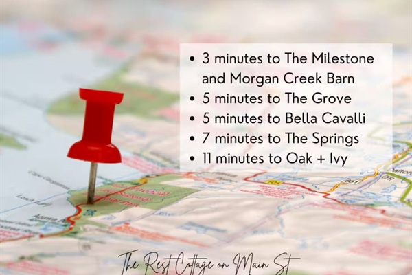 3 min to The Milestone and Morgan Creek Barn. 5 min to The Grove and Bella Cavalli. 7 min to The Springs. 11 min to Oak and Ivy. Modern farmhouse Airbnb in Aubrey TX sleeps 7 with backyard parking for 4 vehicles.