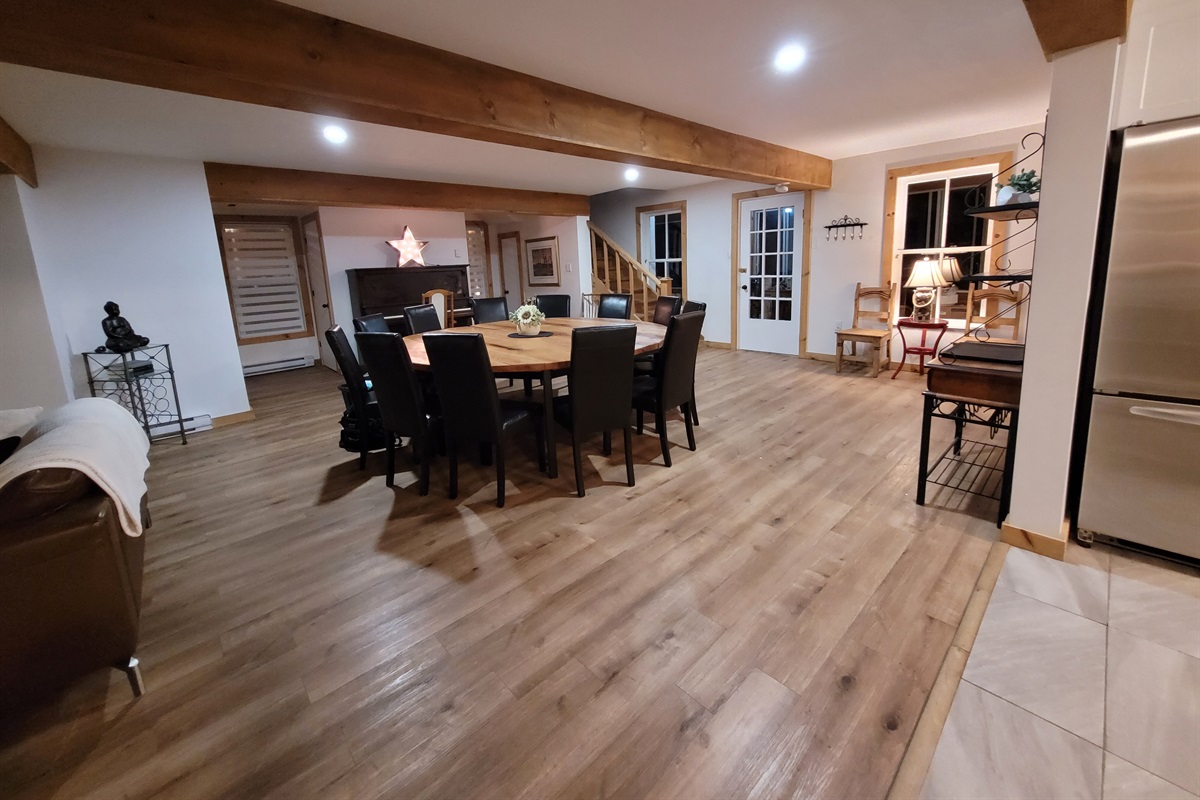 View of dining area from kitchen