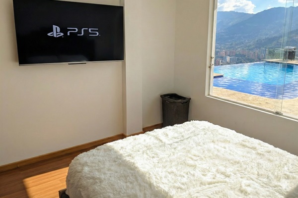 Room #7 - TV, private bathroom, view of the pool