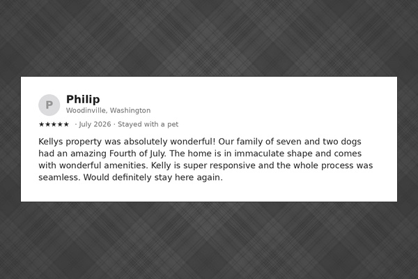 A family of seven and two dogs called it “absolutely wonderful” — immaculate, well-stocked, and an easy check-in.