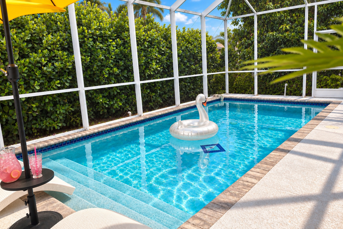Enjoy the sun soaked southern-exposure secluded pool