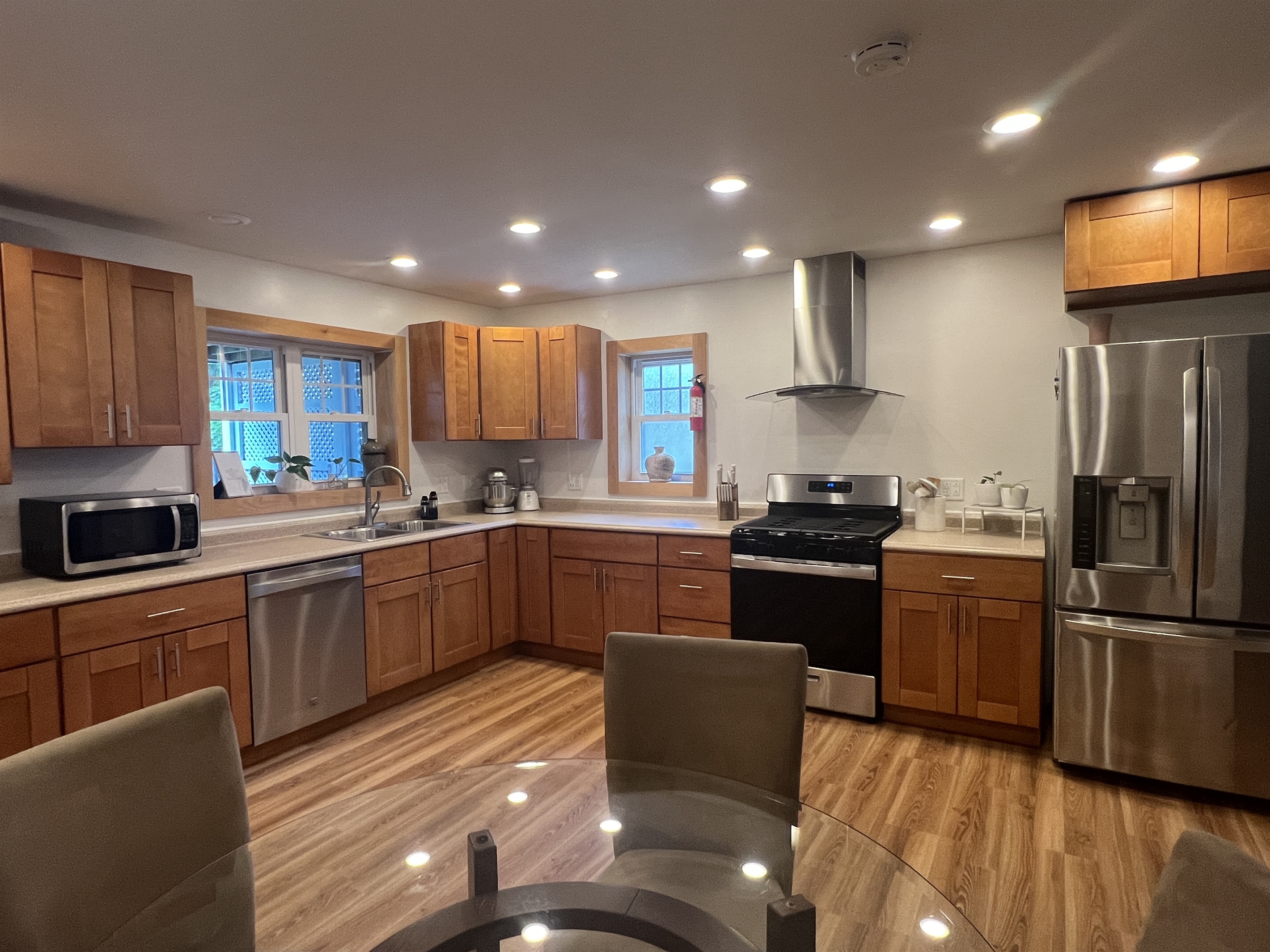 Renovated kitchen with stainless appliances