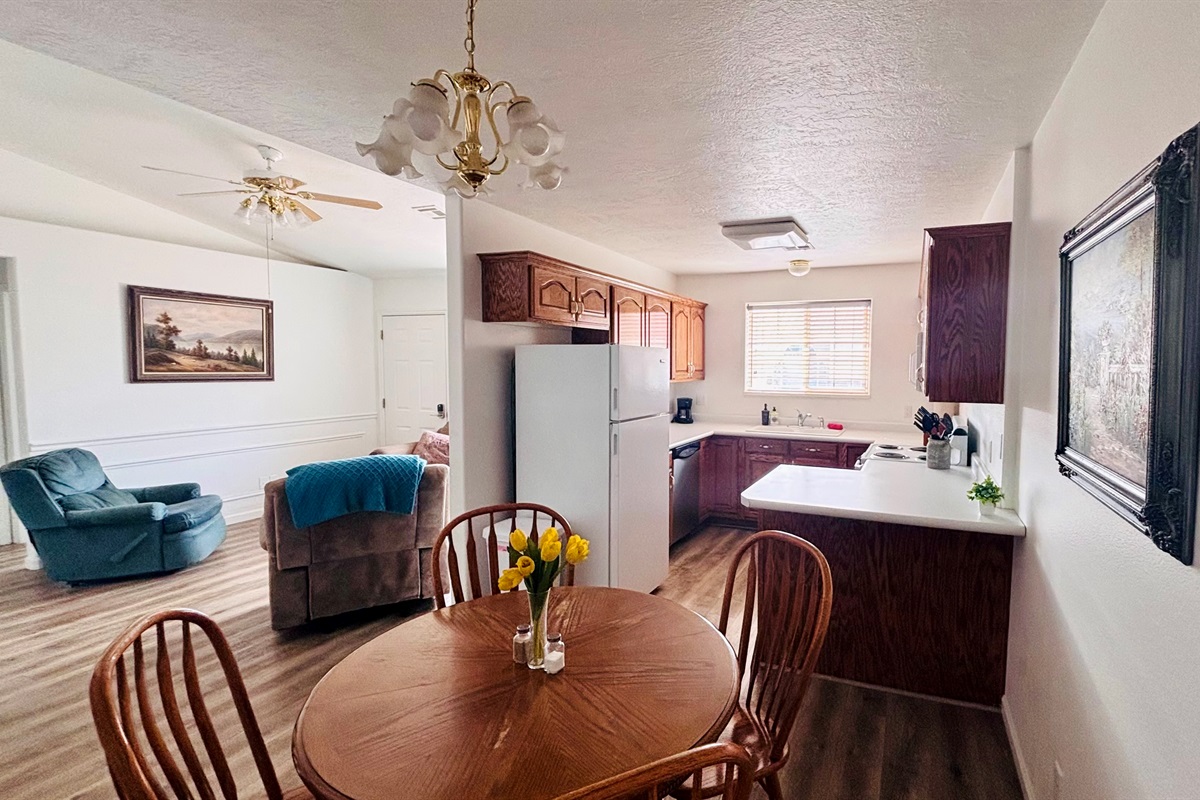 Dining area is just off the kitchen