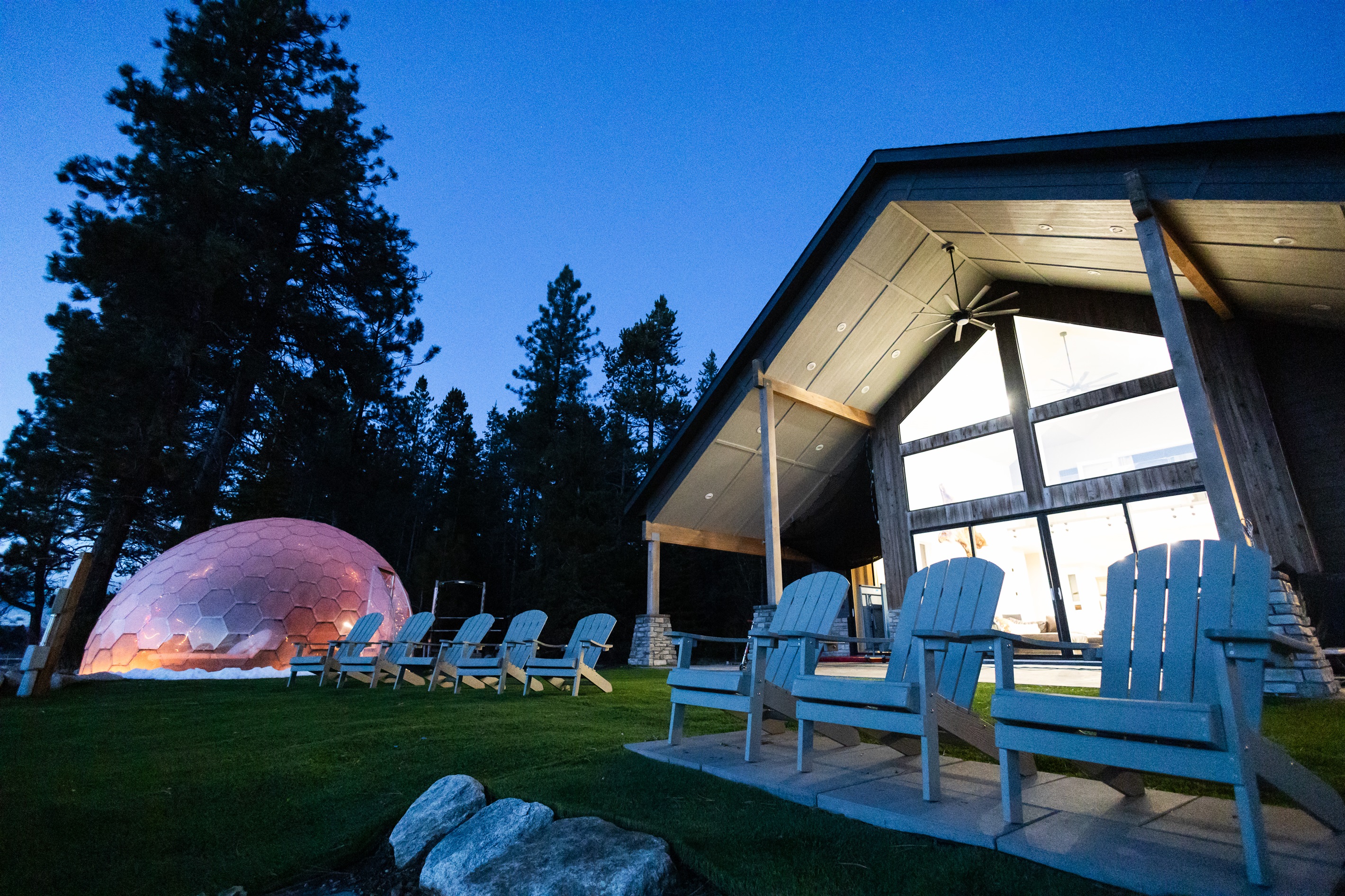 Relax under the stars by the modern forest escape