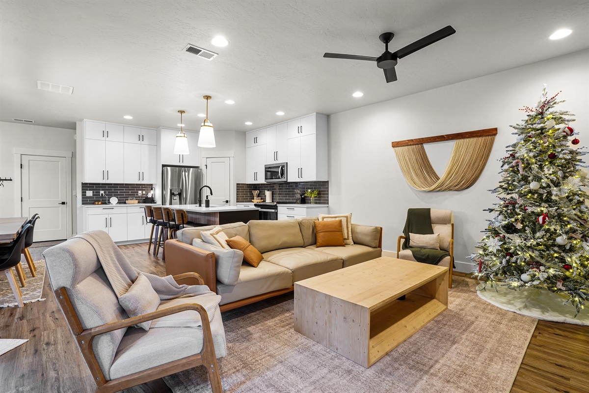 Celebrate the holidays in this beautiful open modern living area.