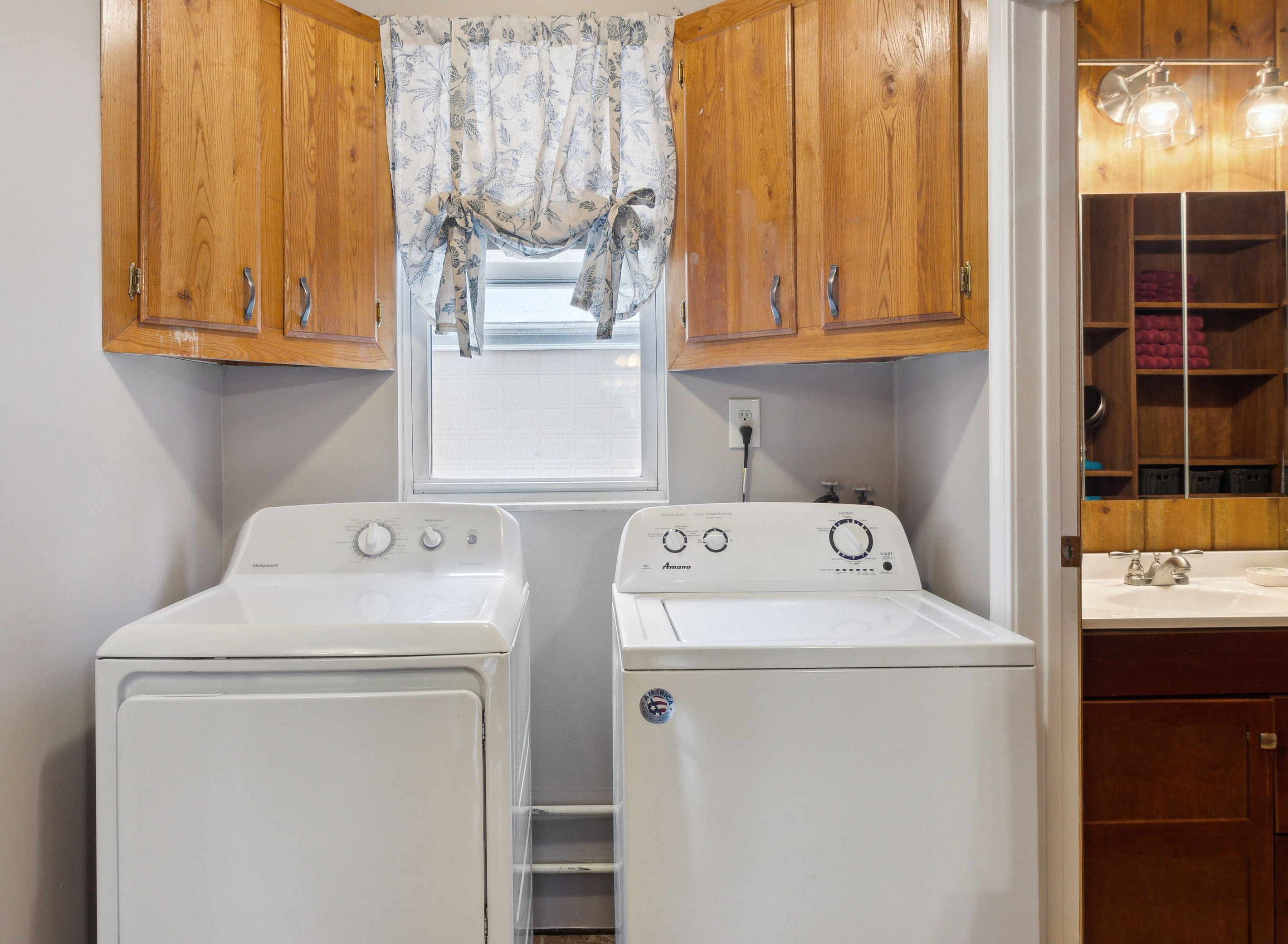Side by side washer and dryer for those longer stays!