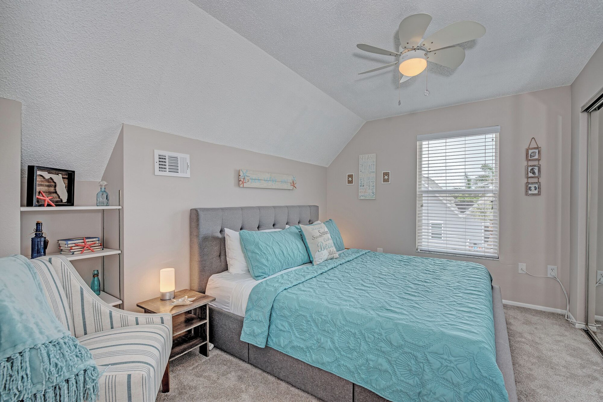 Enjoy a restful nights sleep in this upstairs coastal suite! This room also features a lux Purple mattress. 