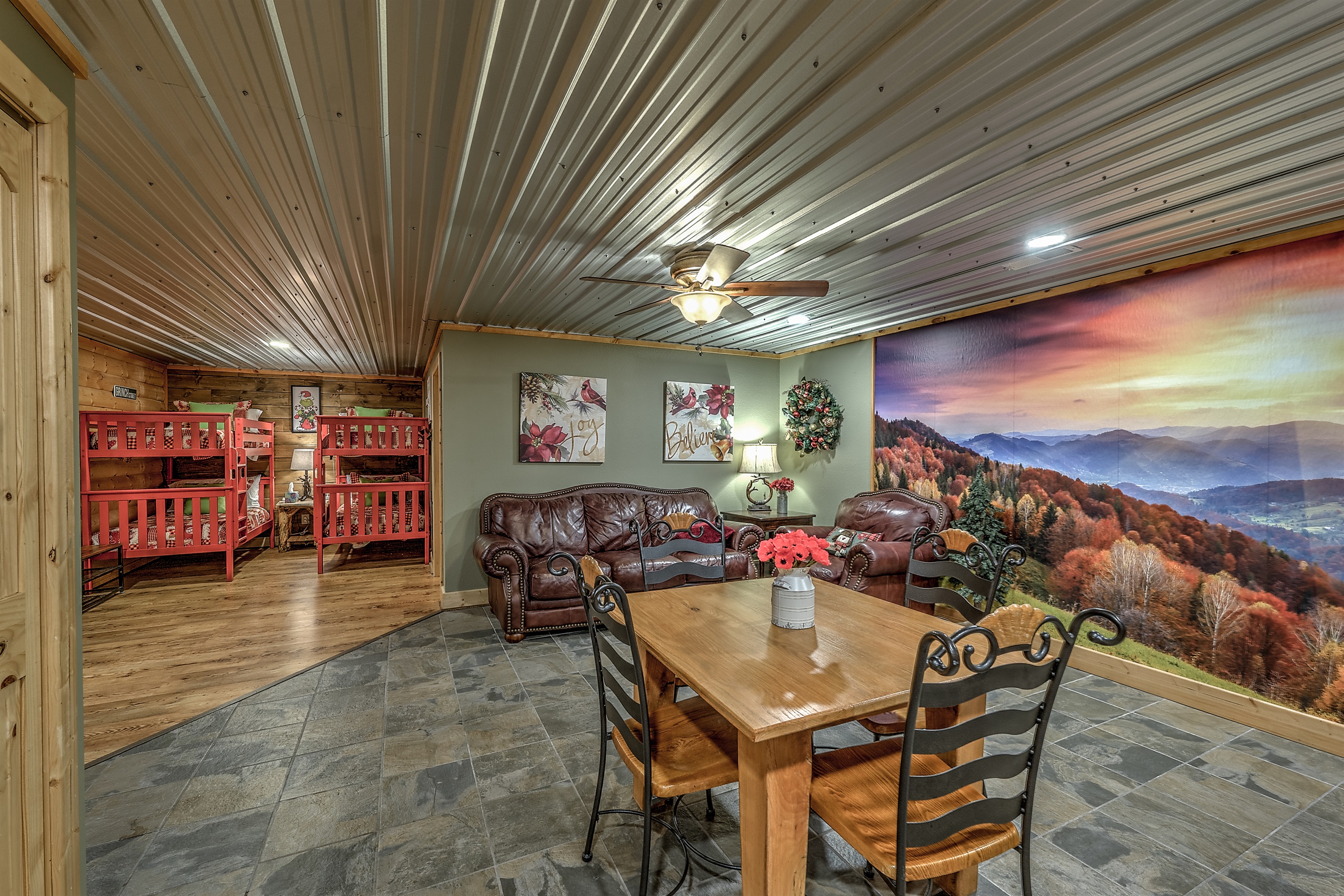 Basement area living room kitchen