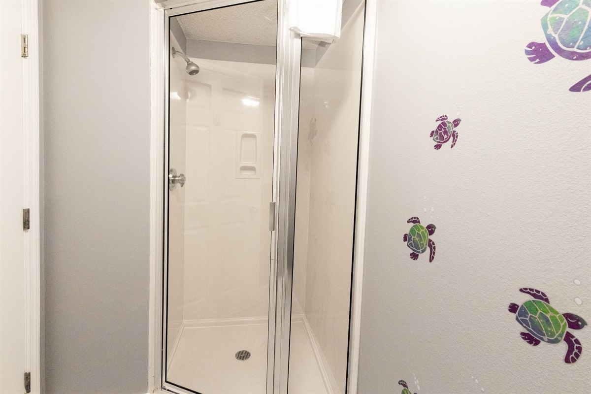 Second bathroom has shower and...turtles!