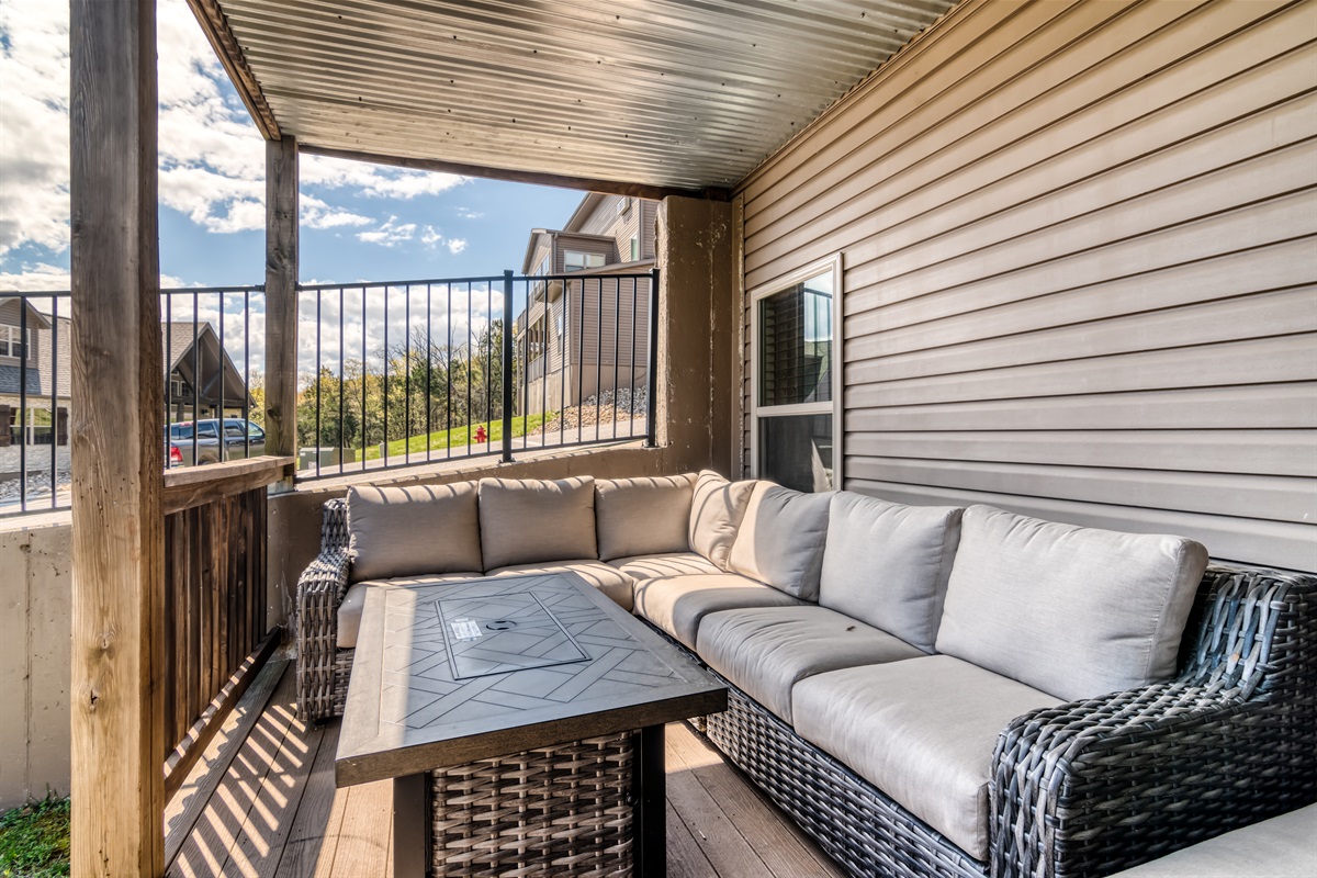 New fire pit table added downstairs