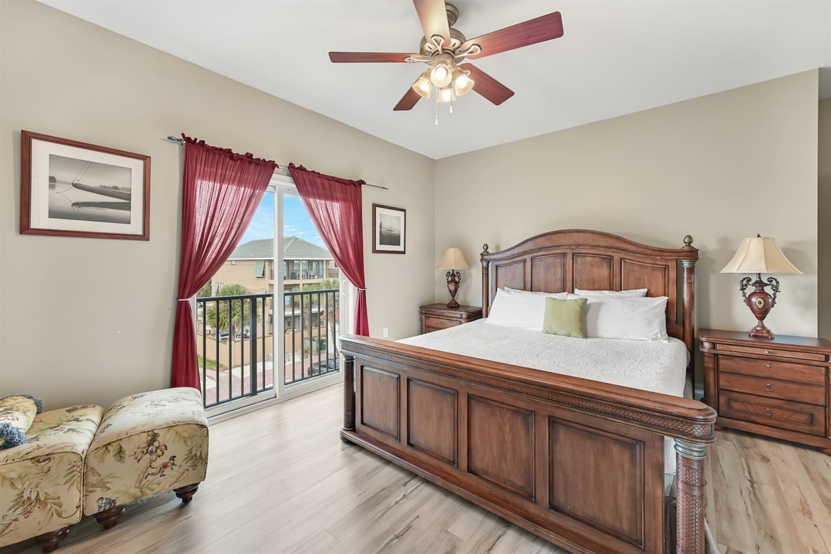 BEDROOM #4 + BATHROOM #4: King Bed with night stands, dresser, and TV. This bedroom has a private ba