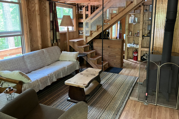 Main room, stairs to upper level.