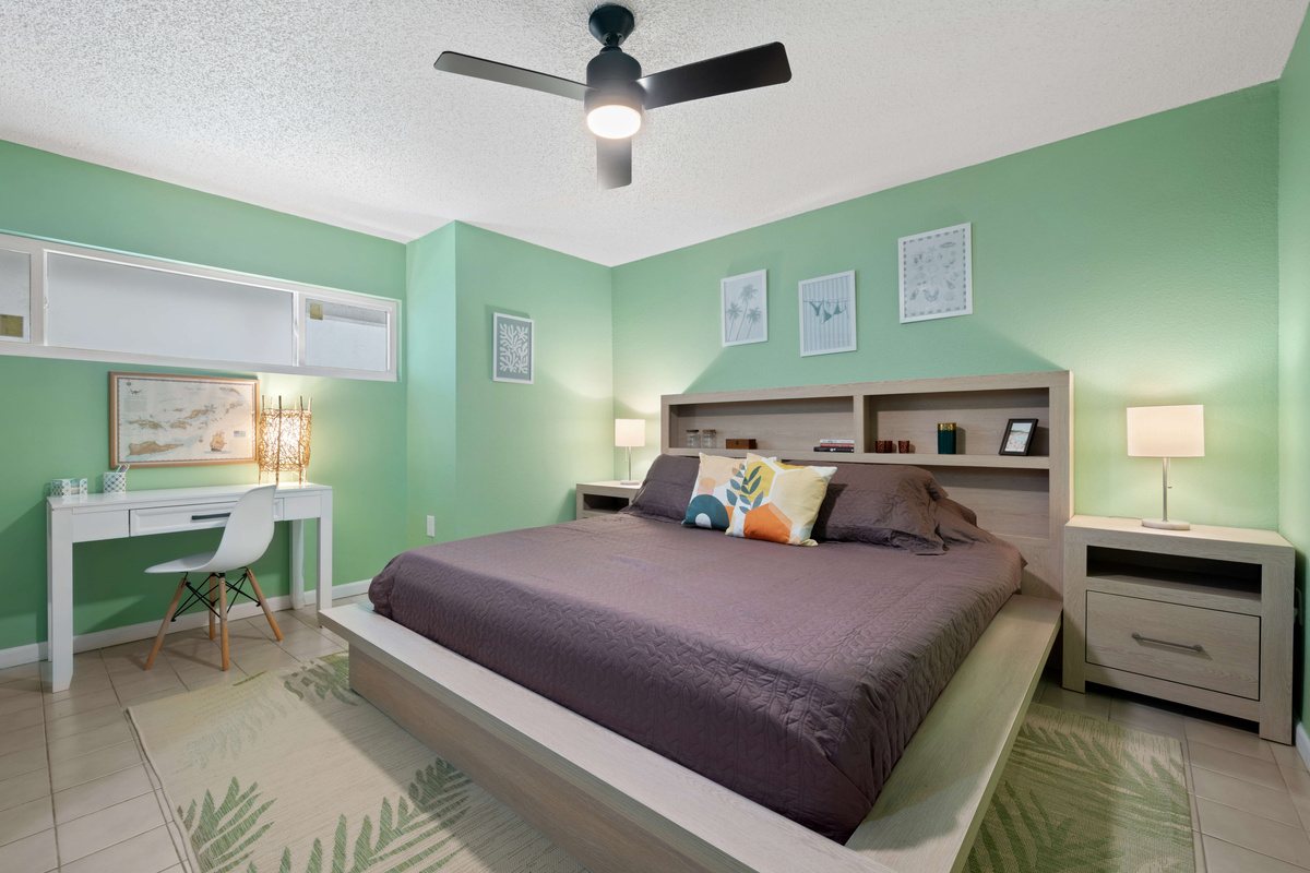 Relax and recharge in this inviting island bedroom.