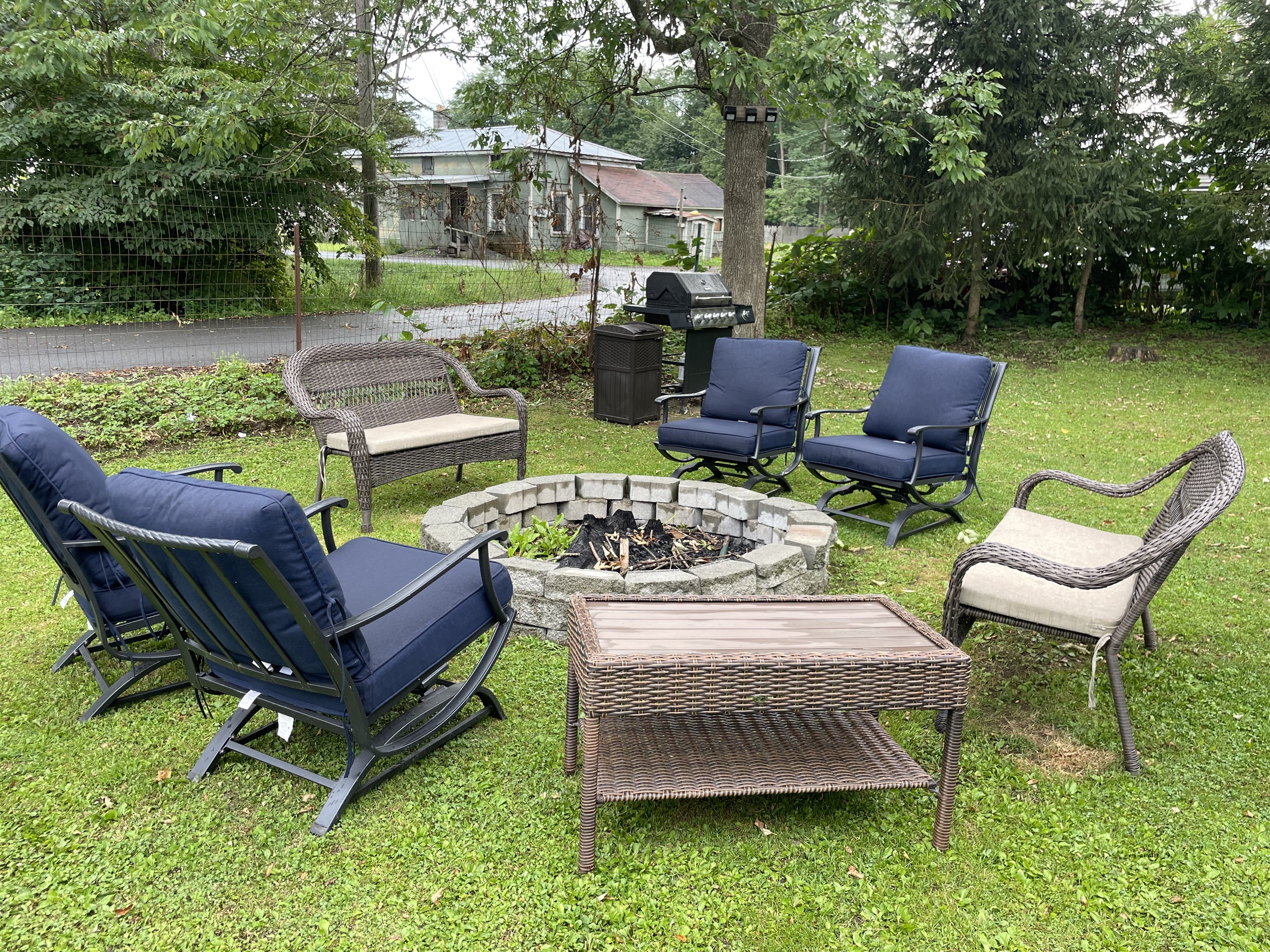 Backyard firepit and grill