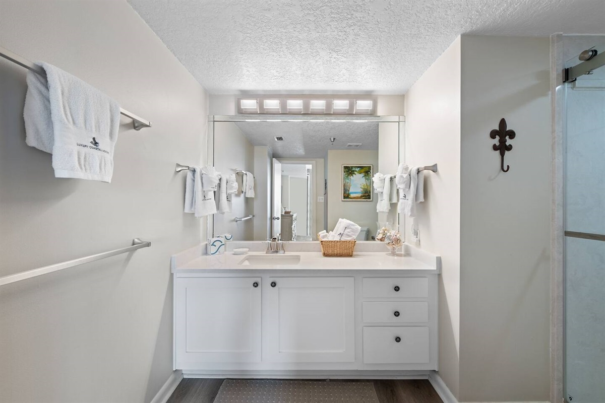 Master vanity - EXTRA counter space & new lighting