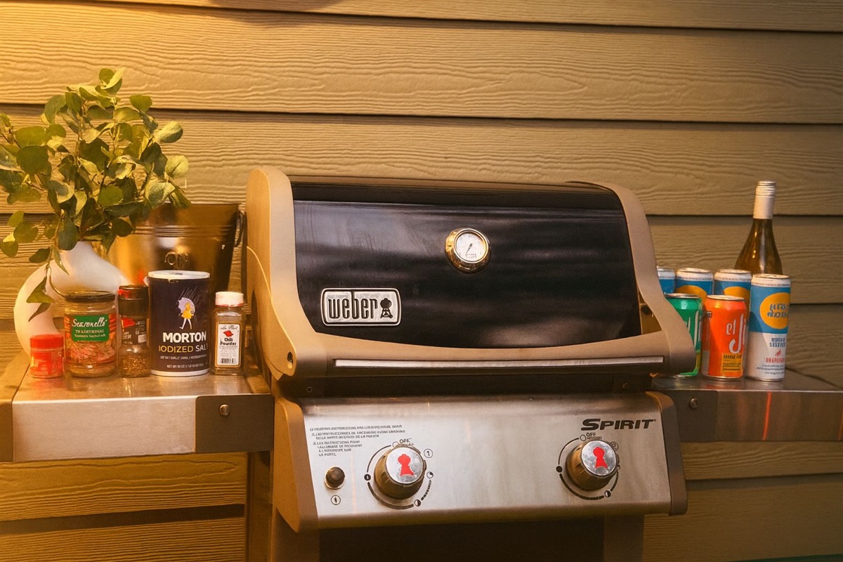 ourdoor grill where you enjoy a barbecue and drinks