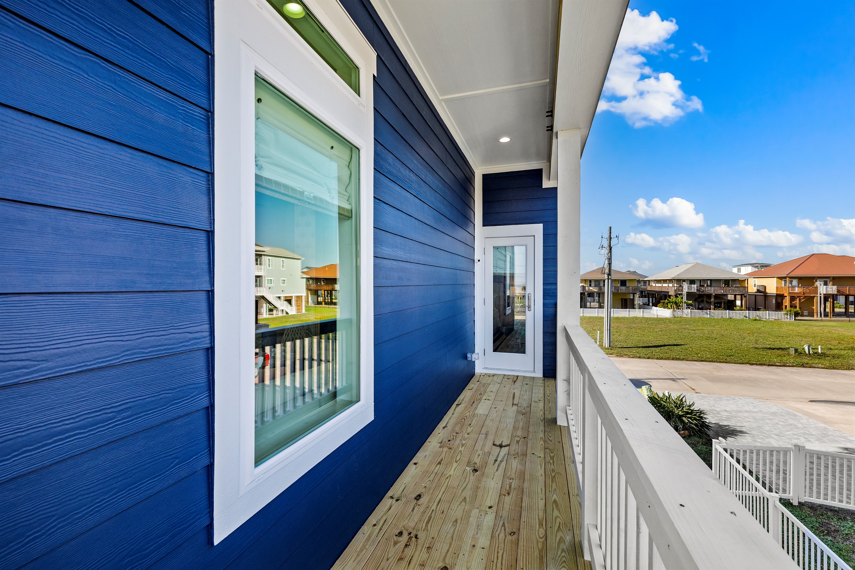 The Palms of Grand Galvez Primary Suite enjoys direct access to the main floor patio.