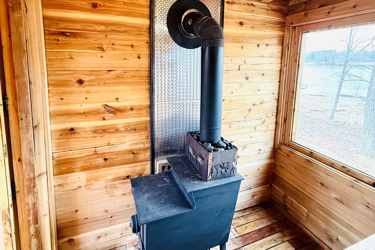 Wood burning sauna
