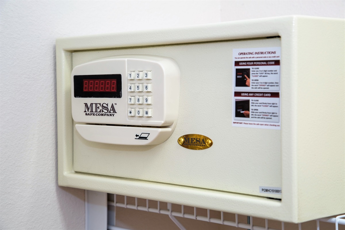 There is a hotel style safe in the walk-in closet in the king bathroom.