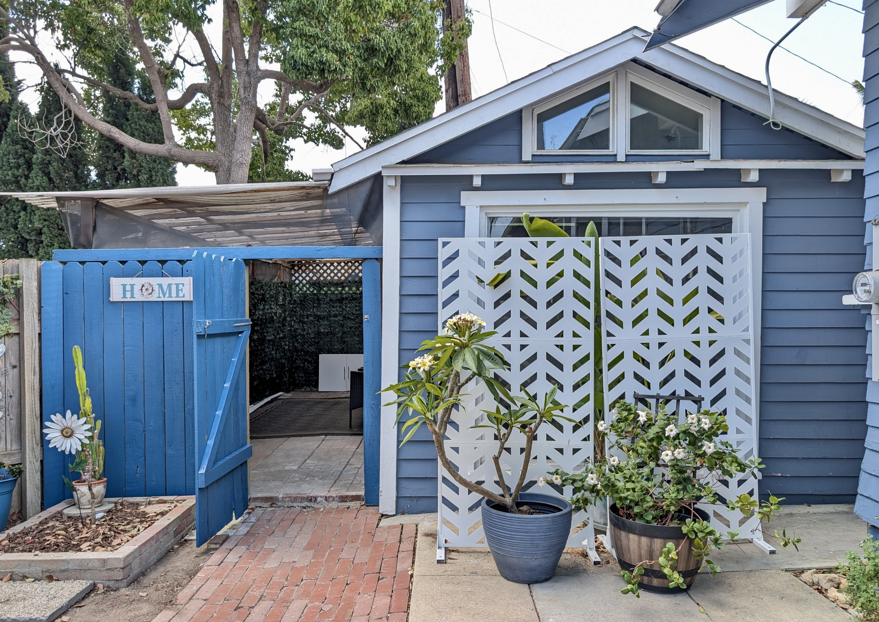 Private entrance and patio.