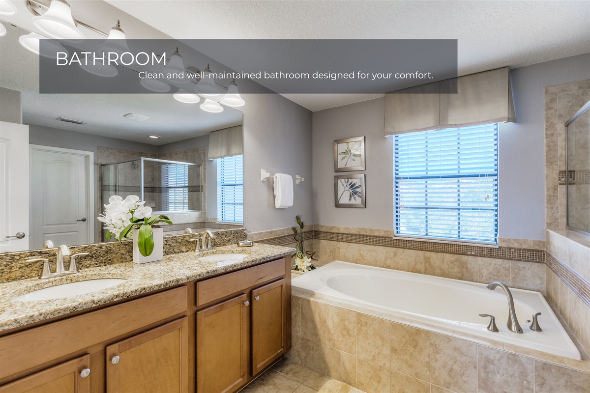 Clean and bright bathrooms stocked with fresh towels and essentials
