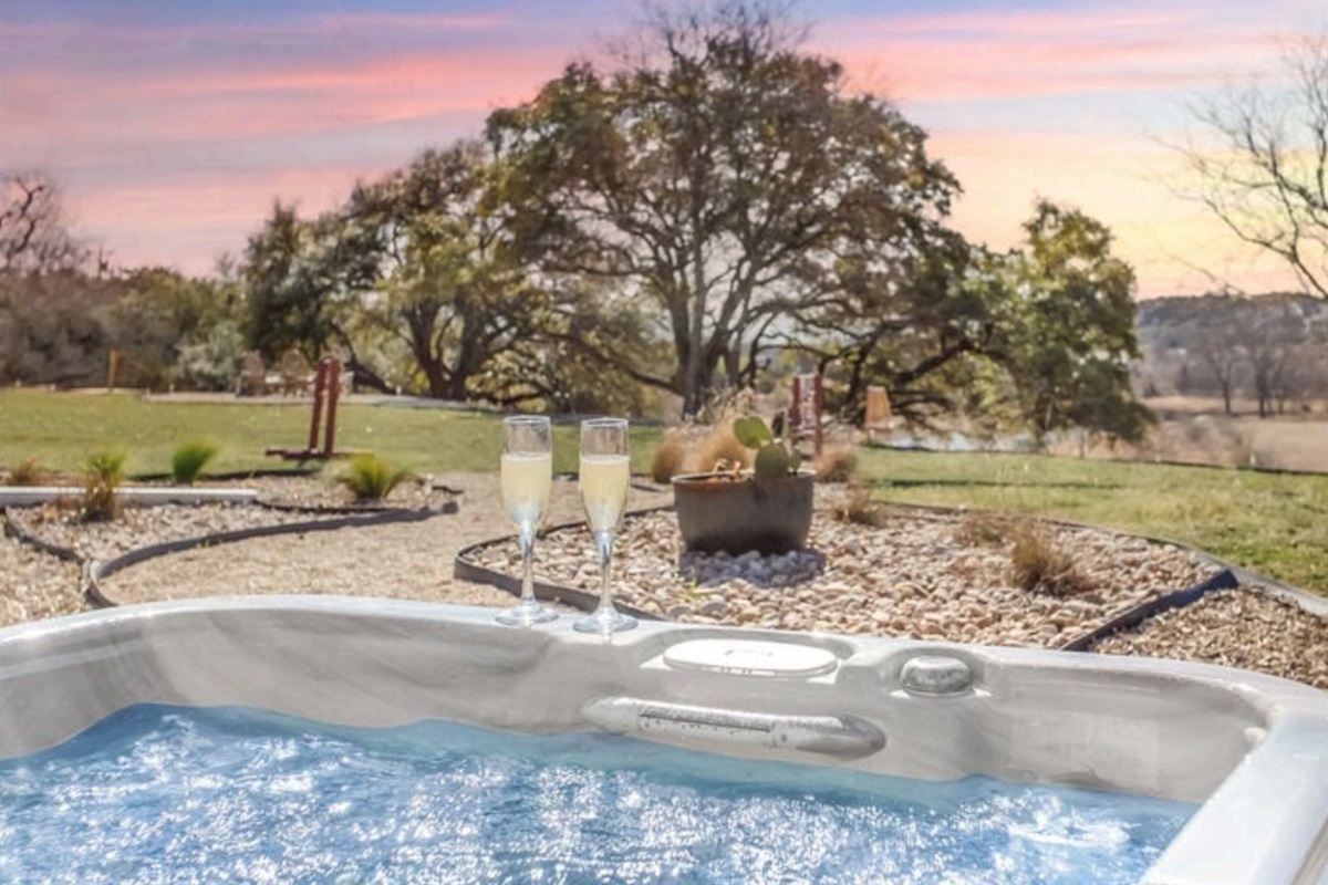 Bask in the beautiful views while relaxing in the hot tub