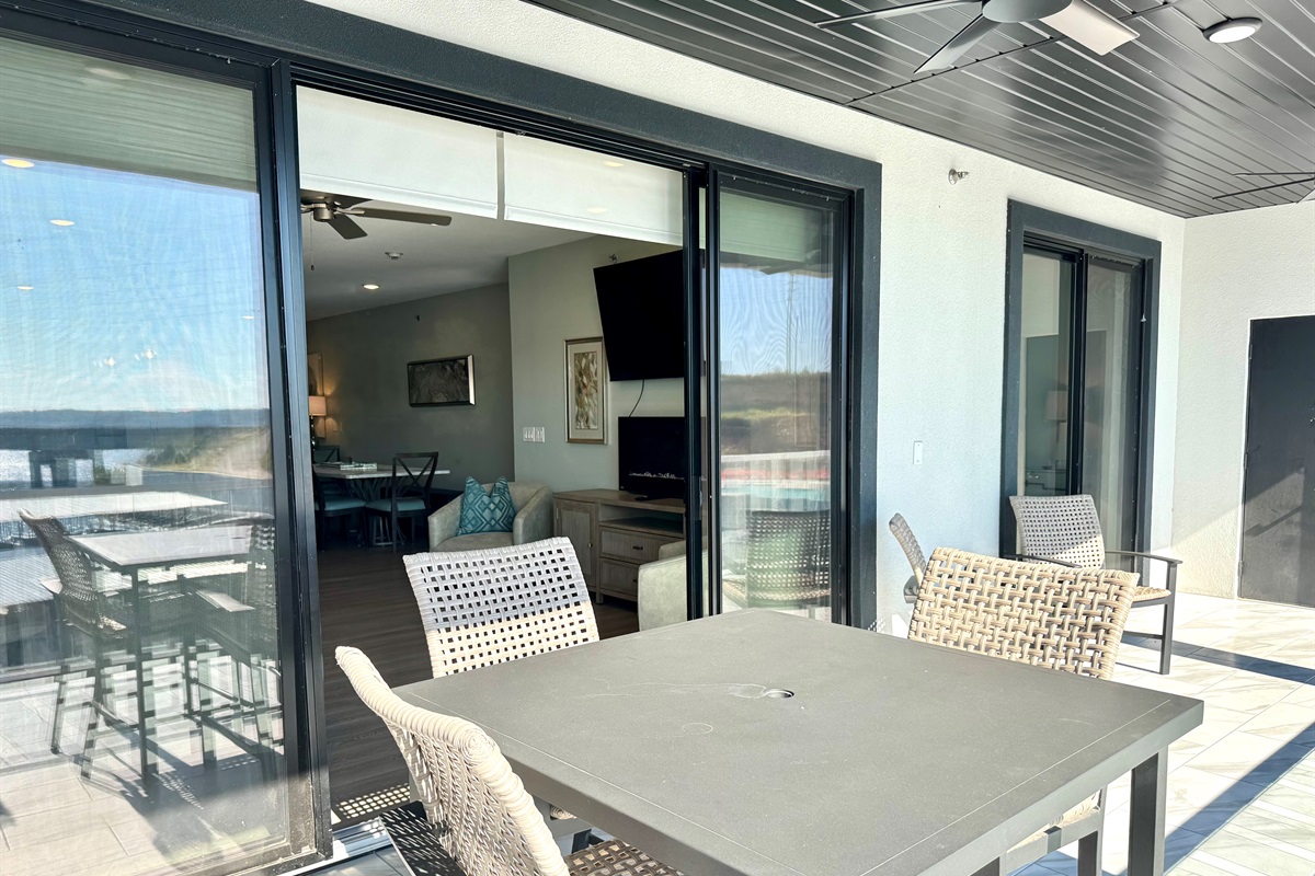 Outdoor seating on the balcony