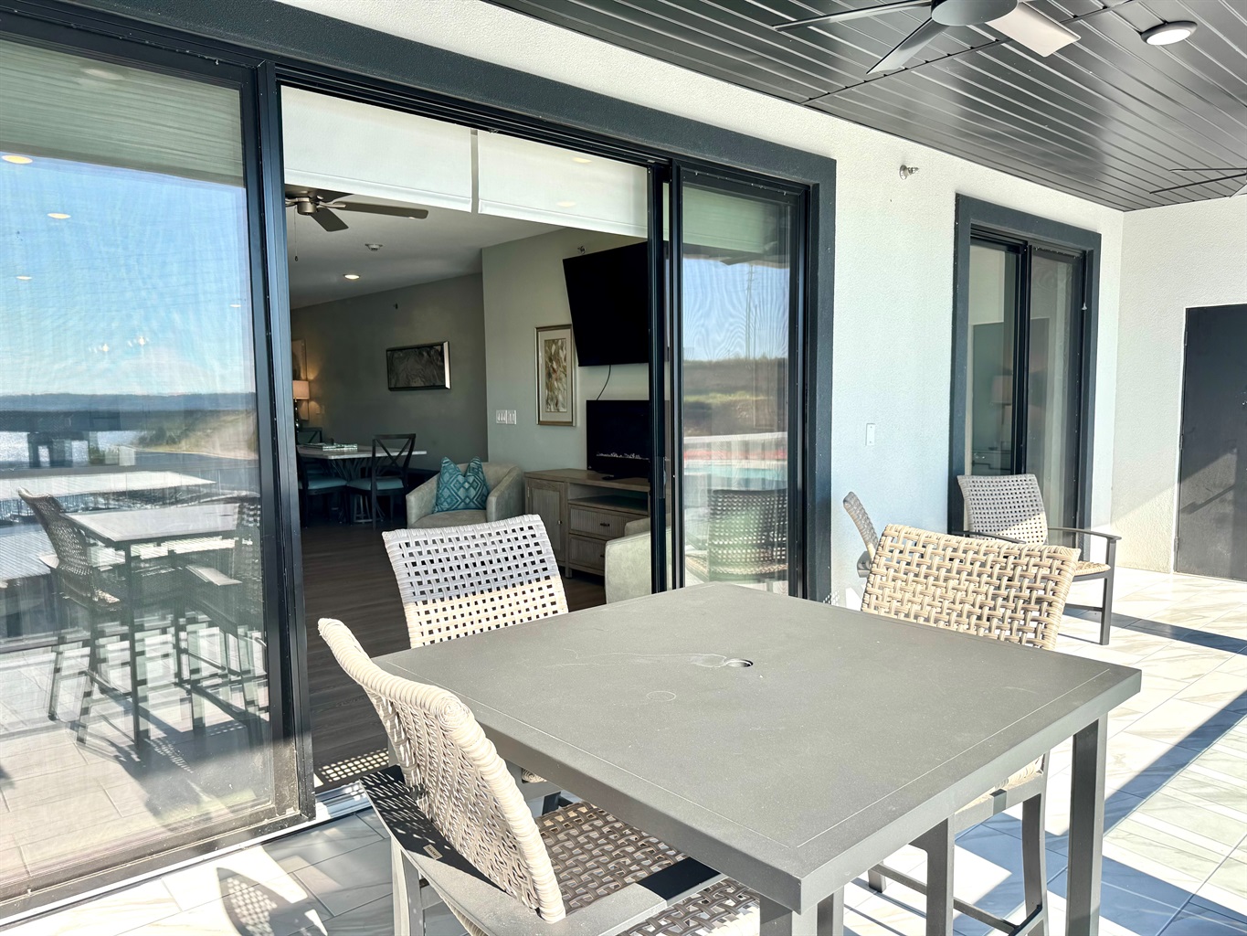 Outdoor seating on the balcony