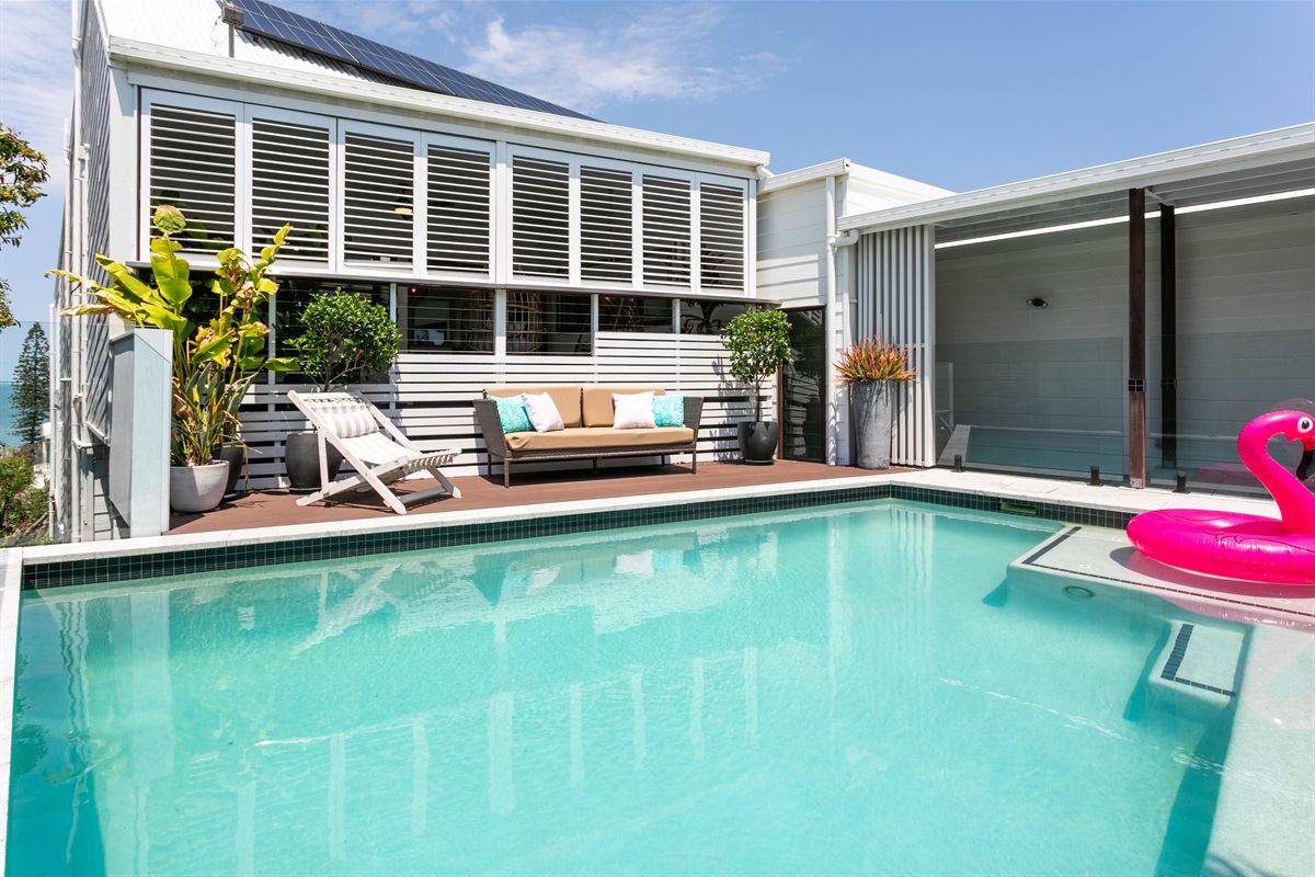 Cool off in your sparkling salt water swimming pool.