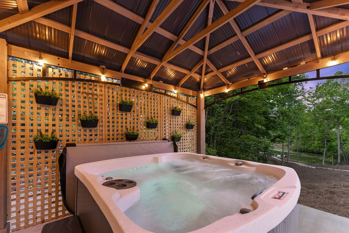 Soak & Unwind in the Private Hot Tub with Lake View access