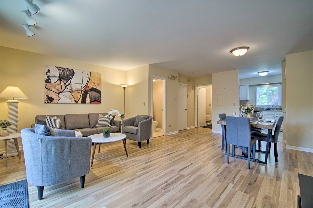 The open concept modern design enables everyone to see and be near each other while cooking, eating, catching up on old times and making new memories.