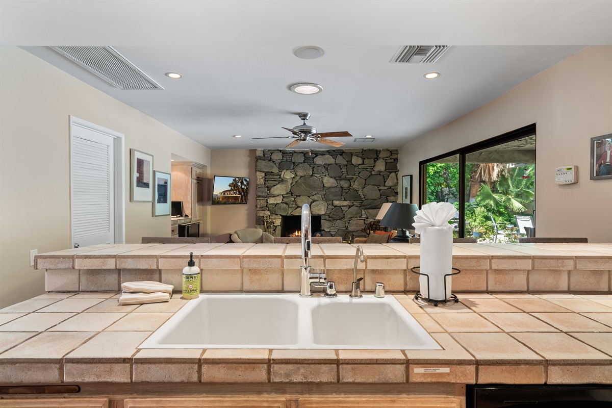kitchen sink facing family room