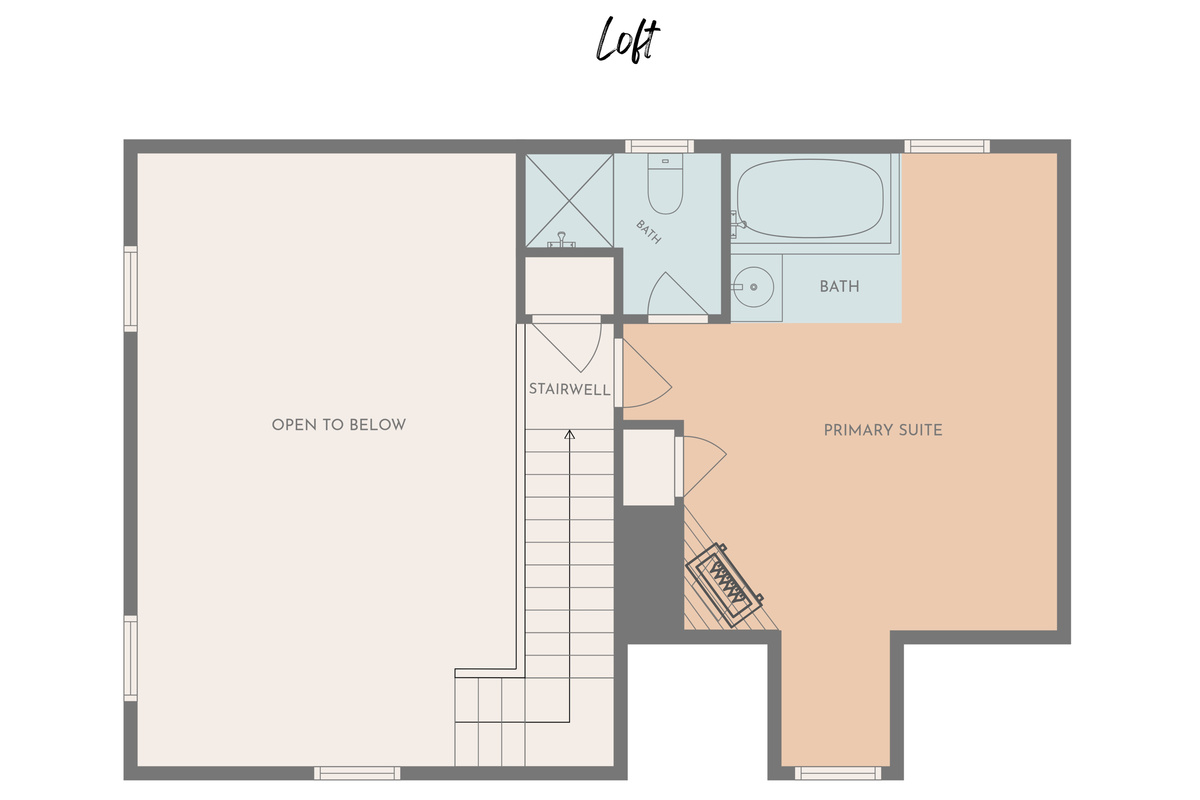 Escape to the private loft with plenty of room and amenities to relax and unwind.