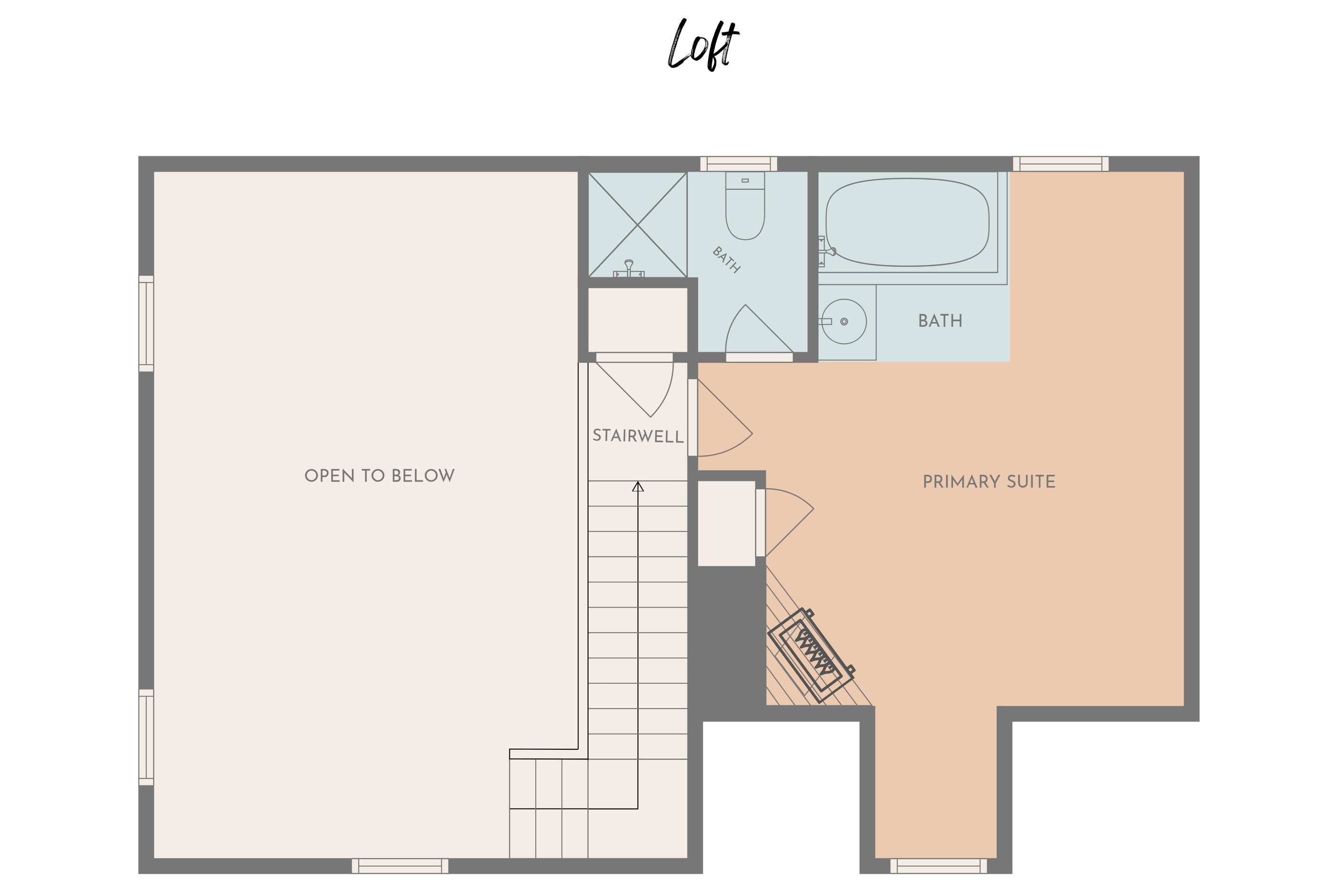 Escape to the private loft with plenty of room and amenities to relax and unwind.