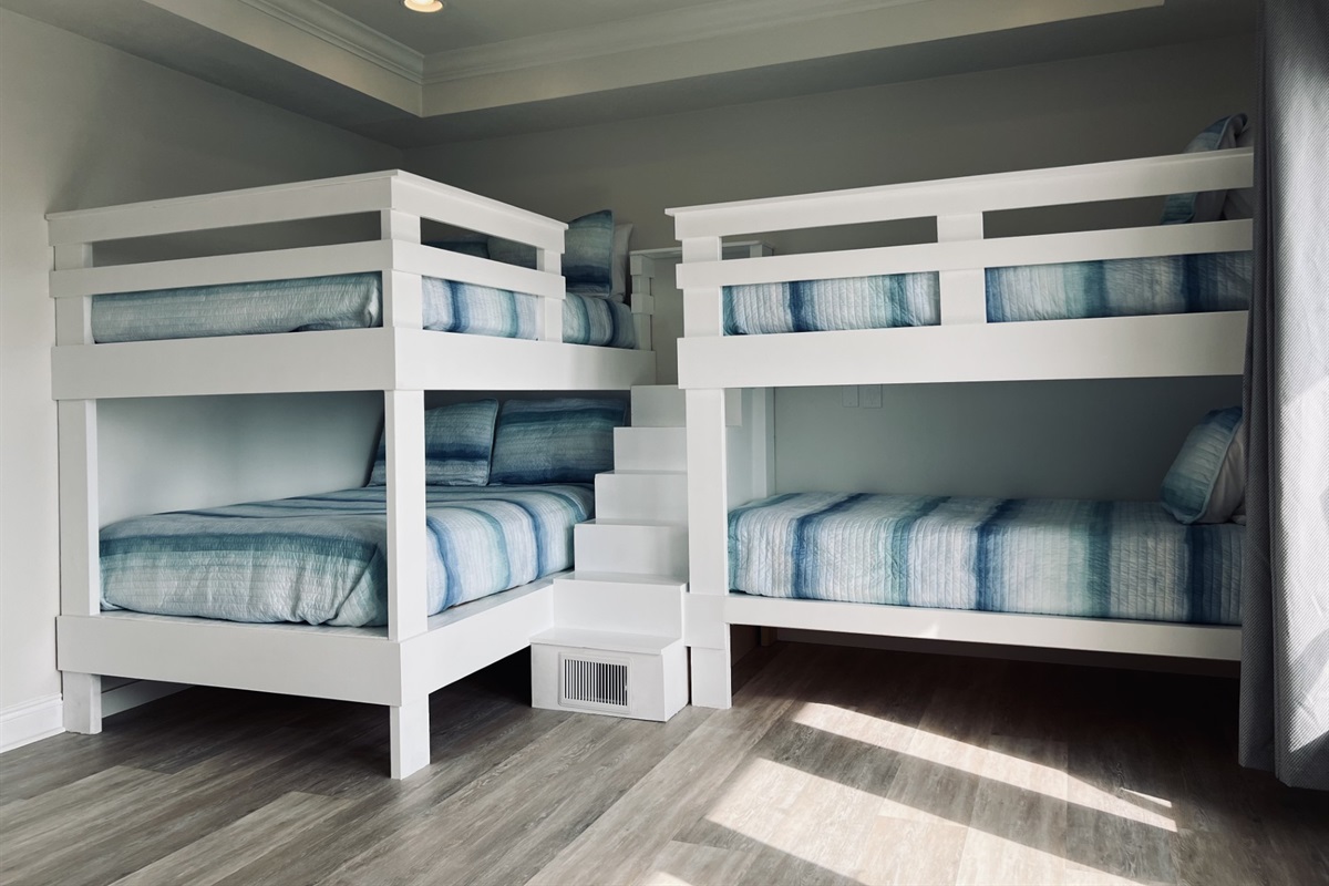 Love the new custom built bunk beds! 58" TV is hung on the wall across from the bunk beds to complete this room. New professional pictures coming soon!