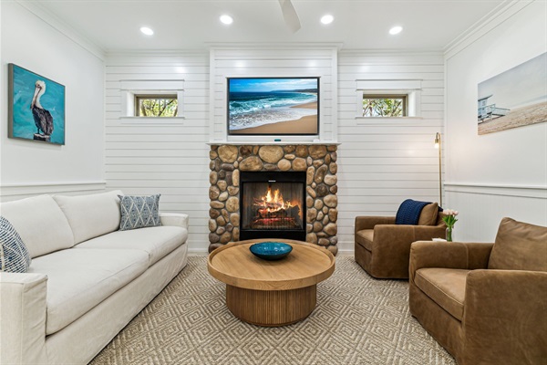 Open concept kitchen, dining room, and living room.  (Fireplace is for aesthetics at this moment.   Please do not use or touch.)