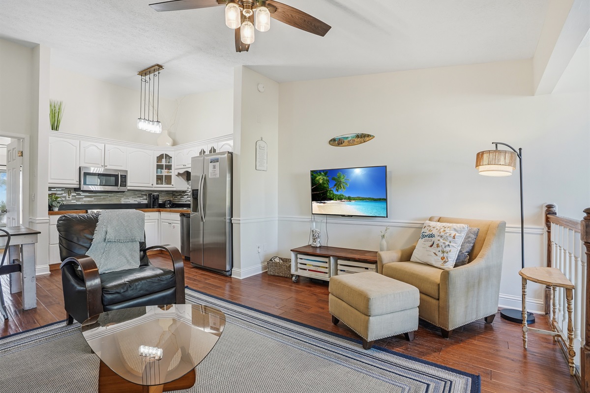 Living Room is Upstairs with Queen Sleeper Sofa