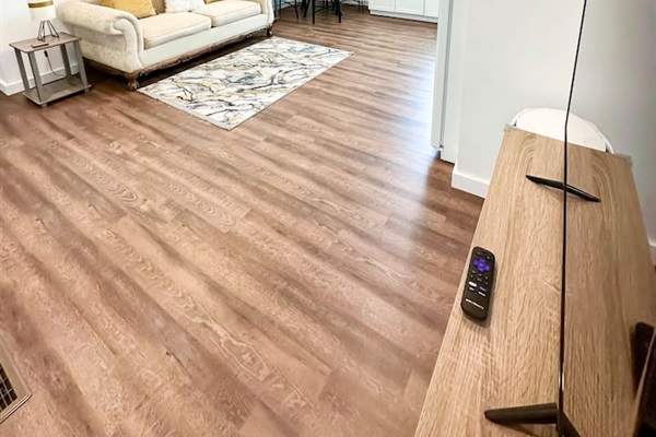 Spacious living area with cozy seating.