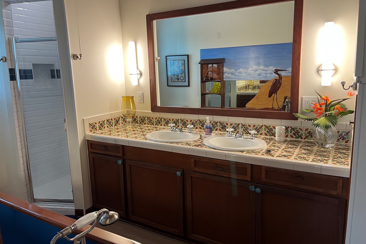 Full Bathroom with double sinks - tub and shower
