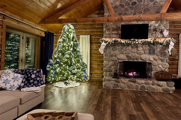 Enjoy Christmas eve with the family with the crackling fire in the background.