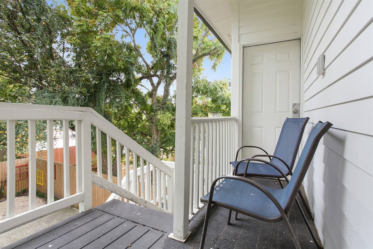 Upstairs back patio. 