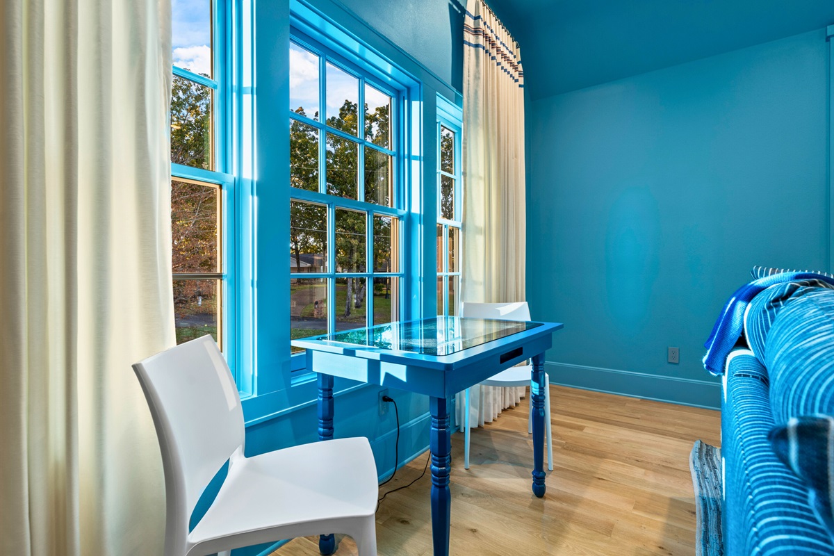 Enjoy the beautiful views from the game room.