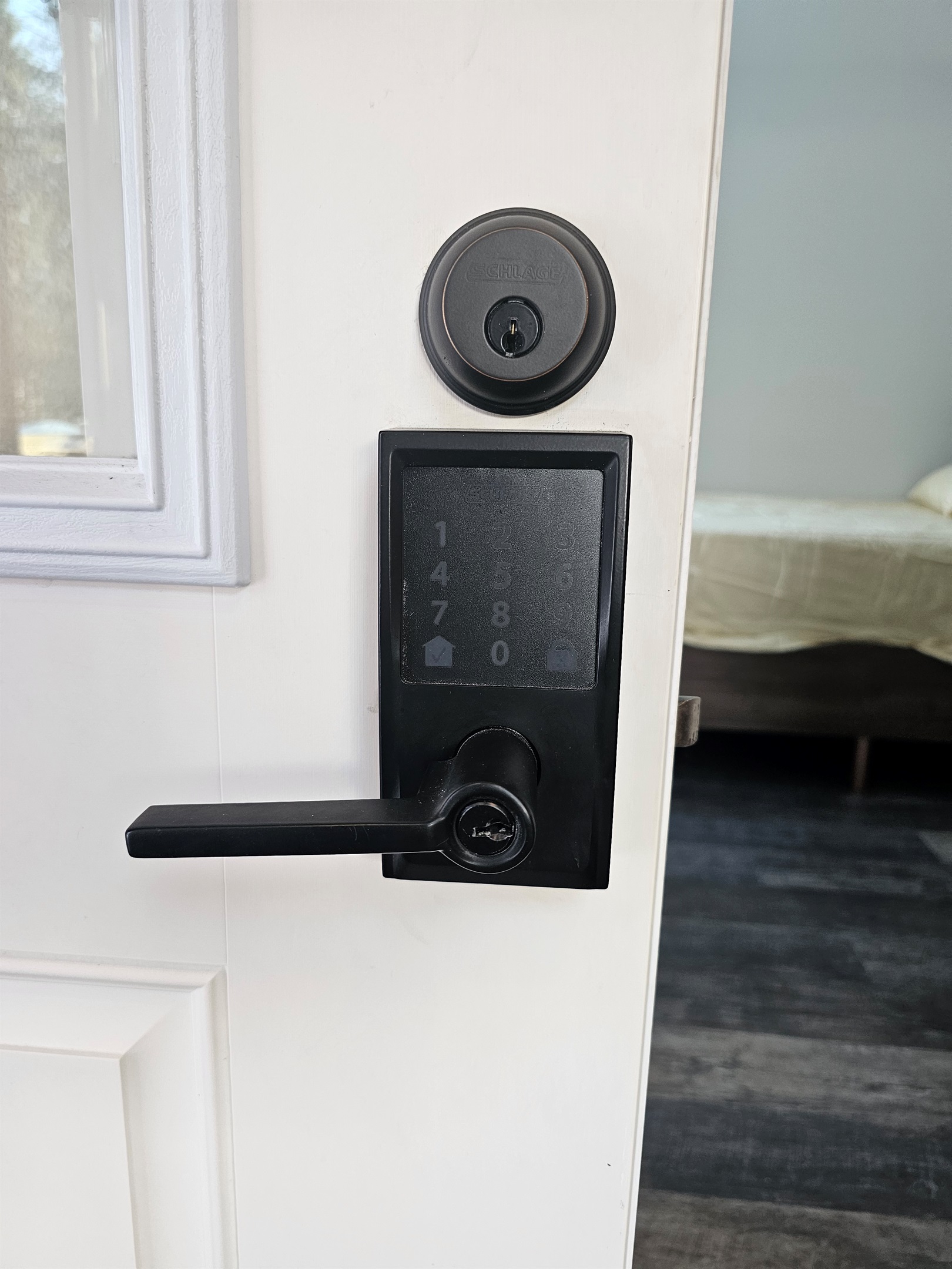 Keypad lock for entry.  Code will be sent prior to check-in.