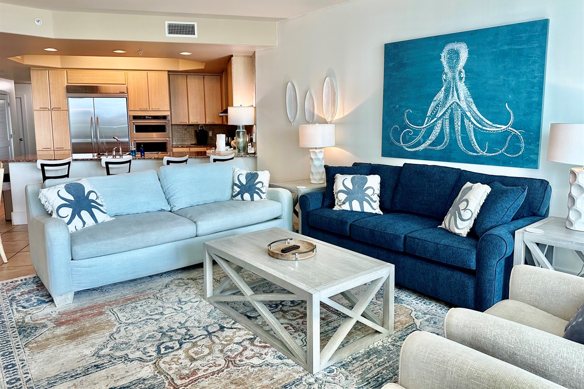 Very spacious living area and kitchen area!